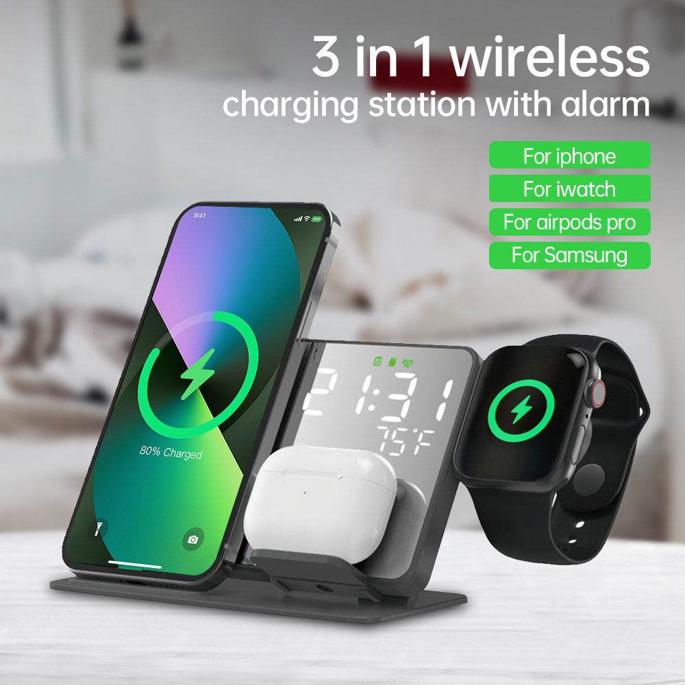 Digital Alarm Clock - 3 Trong 1 Bộ Sạc Không
