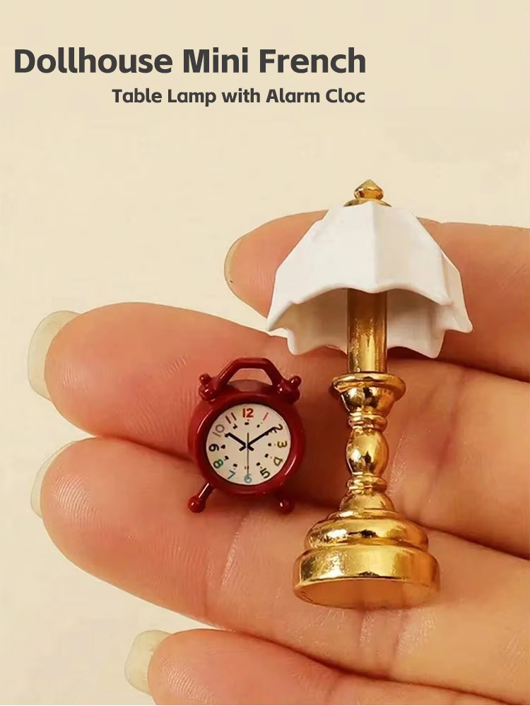 Digital Alarm Clock - Dollhouse Mini French Table Lamp with