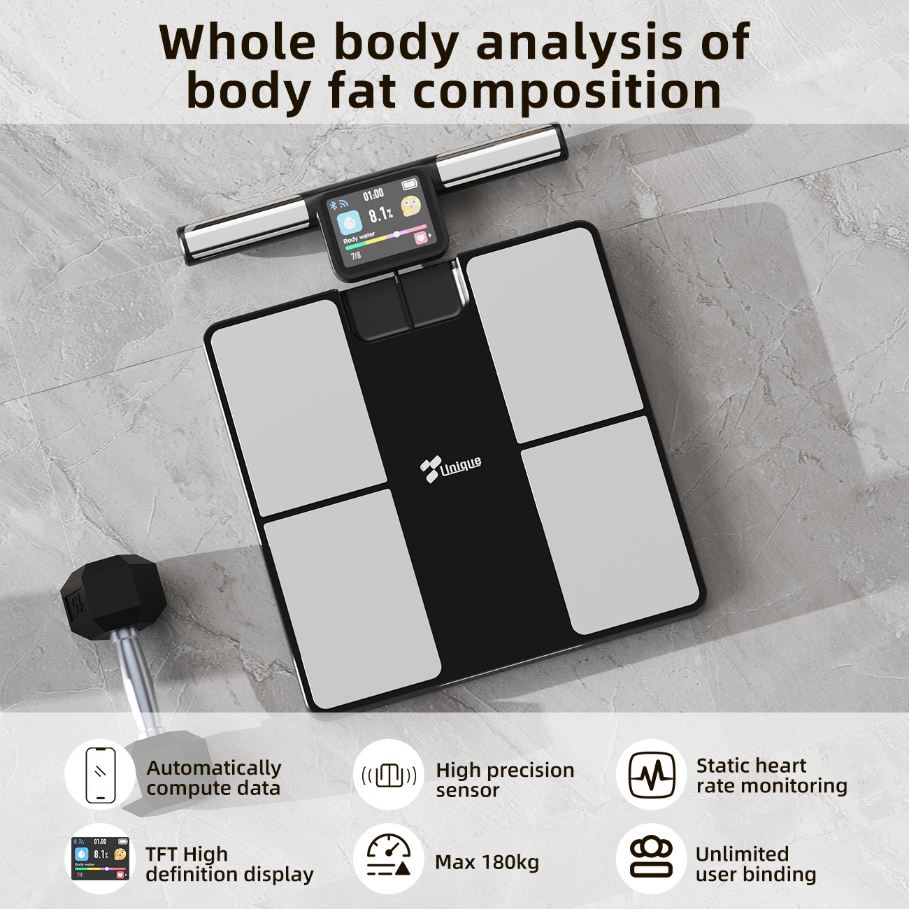 Eight-electrode Bluetooth WiFi - đánh giá và giá Body Fat Scale Smart