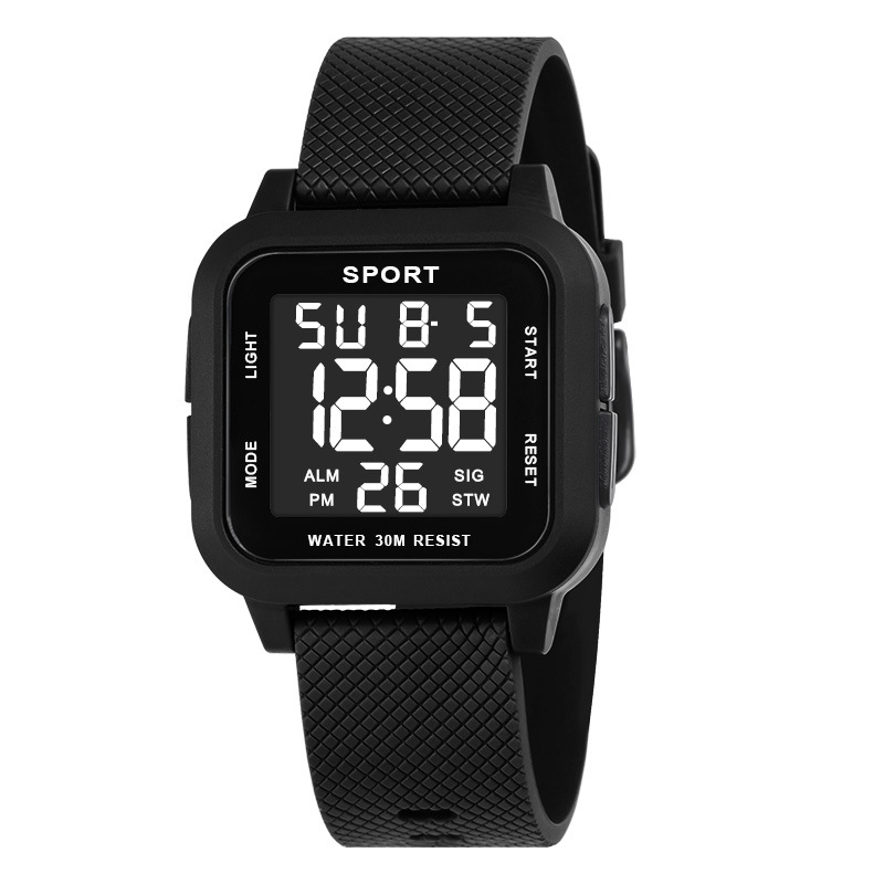 Black Sports Watch Men's Digit - đánh giá và giá Digital Alarm Clock
