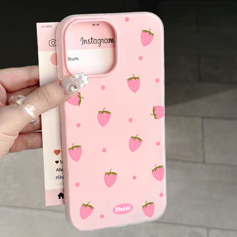 Sweet Pink Strawberry Pattern  - đánh giá và giá Xiaomi Redmi Note 14